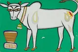Untitled (Cow) by Jamini Roy, Gouache on cardboard, sold Mar 2023