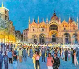 Nacht auf San Marco by Uwe Herbst, Acryl/Lw, sold Sep 2024