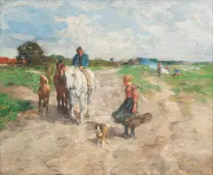 Begegnung by Thomas Herbst, 1898, Öl/Lw, sold Sep 2024