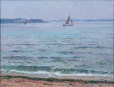 Grauer Tag an der Kieler Förde by Georg Burmester, Öl/Lw, sold Sep 2024