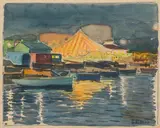 Festzelt am Strand by Ernst Wilhelm Eitner, Aquarell, sold Sep 2024