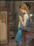 Ein warmes Zuhause by Ernst Wilhelm Eitner, Öl/Karton, sold Sep 2024