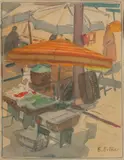 Markt by Ernst Wilhelm Eitner, Aquarell, sold Sep 2024