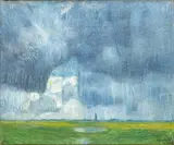 Gewitter über der Marsch by Hans Peter Feddersen, 1917, Öl/Lw, sold Sep 2024