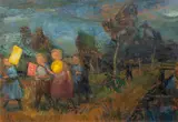Lampionkinder am Moorgraben by Lisel Oppel, 1950, Öl/Karton, sold Sep 2024