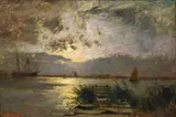 Mondschein über der Küste by Louis Douzette, Öl/Lw, sold Sep 2024