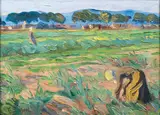 Auf dem Feld by Elisabeth Büchsel, Öl/Lw./Holz, sold Sep 2024