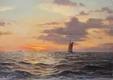 Sonnenuntergang by Johannes Holst, 1940, Öl/Lw, sold Sep 2024
