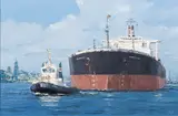 Ein Schiff der NYK in Hamburg by Peter Witt, Öl/Lw, sold Sep 2024