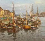 Hafen von Stettin by Eugen Dekkert, Öl/Lw, sold Nov 2024