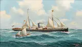 Die Sirius vor Antwerpen by John-Henry Mohrmann, 1901, Öl/Lw, sold Nov 2024