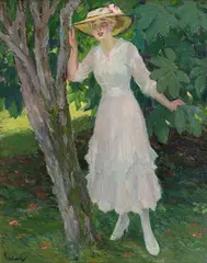 Das Rendezvous by Edward Cucuel, Öl/Lw, sold Feb 2024
