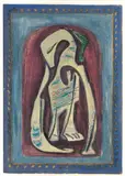 Vogel by Alexandra Povòrina, Gouache und Kohle mit Goldfarbe/Papier, sold Feb 2024