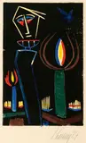 Das große Licht by Karl Lorenz, 1927, Aquarellierter Holzschnitt, sold Feb 2024