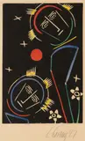 Heilige by Karl Lorenz, 1927, Aquarellierter Holzschnitt, sold Feb 2024