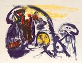 Composition by Pierre Alechinsky, 1981, Farblithographie/Arches, sold Feb 2024