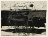 Punkte und Linien über Schwarz by Arnold Fiedler, 1962, Tusche, sold Feb 2024