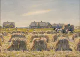 Erntezeit auf Sylt by Franz Korwan, Tempera, sold Feb 2024