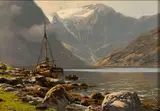 Am Esefjord bei Balholm by Themistokles von Eckenbrecher, 1913, Öl/Lw, sold Feb 2024