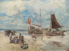 Fischer an der Kuhrischen Nehrung by Gregor von Bochmann, Öl/Lw, sold Feb 2024