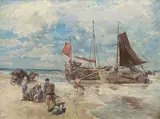 Fischer an der Kuhrischen Nehrung by Gregor von Bochmann, Öl/Lw, sold Feb 2024