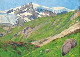 Monte Livrio mit Gletscher bei Franzenshöhe by Carl Arp, 1906, Öl/Lw, sold Feb 2024