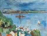 Blick von Blankenese auf die Elbe by Tom Hops, 1949, Öl/Lw, sold Feb 2024