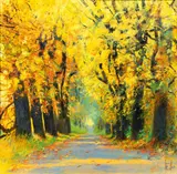 Allee im Herbst by Uwe Herbst, Acryl/Lw, sold Feb 2024