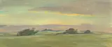 Landschaft bei Dämmerung by Frauke Gloyer, 1989, Öl/Lw./Hartfaser, sold Feb 2024
