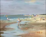 Am Strand by Ulf Petermann, 1989, Gouache und Pastell/Karton, sold Feb 2024