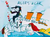 Alles klar Andrea Doria by Udo Lindenberg, 2008, Aquarell über Filzstift, sold Feb 2024