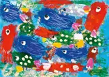 Fische by Eun Nim Ro, 2003, Öl und Acryl/Papier, sold Feb 2024