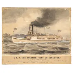 Untitled by John Pitcher Spooner, Gouache Painting and Advertisement for Stockton Steamer ", offered May 2024