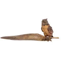 Untitled by Franz Bergman, Bronze Owl and Feather Inkwell, offered Mar 2024