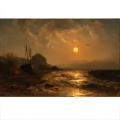 Twilight Shipwreck by Mauritz de Haas, oil on canvas, sold Jan 2026