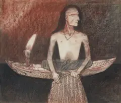 Fisherman by Ganesh Pyne, Mixed media on paper, sold Mar 2025