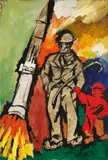 OPCE 17 by Maqbool Fida Husain, Acrylic on canvas, sold Jun 2025
