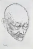Gandhi by Akbar Padamsee, Pencil and charcoal on paper, sold Jul 2025