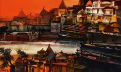Magic of Morning by Paresh Maity, Oil and acrylic on canvas, sold Jul 2025