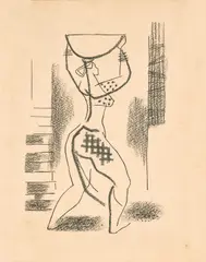 Labourer by K. K. Hebbar, Lithograph on paper, sold Jul 2025