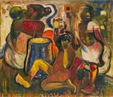Morning Bath (Snaan) by Maqbool Fida Husain, Oil on canvas, sold Sep 2025