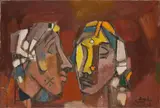 Untitled (Two Heads) by Maqbool Fida Husain, Oil on canvas, sold Sep 2025