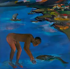Fisherman by Bhupen Khakhar, Oil on canvas, sold Sep 2025