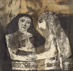 The Mystic Union by Badri Narayan, Ink and watercolour on paper, sold Sep 2025