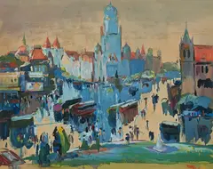 Bombay - Municipal Headquarters by S. H. Raza, Watercolour on paper, sold Sep 2025