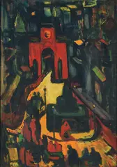 Red Door by Hari Ambadas Gade, Gouache on paper, sold Sep 2025
