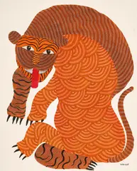 Bagh Devata by Baldev Mandavi, 2023, Acrylic on canvas, sold Sep 2025