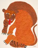 Bagh Devata by Baldev Mandavi, 2023, Acrylic on canvas, sold Sep 2025