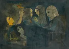 Homage to Motherhood by Badri Narayan, 1992, Watercolour on paper, sold Sep 2025