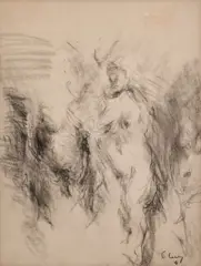 Sans titre by Eugène Leroy, 1961, Fusain sur papier, sold Apr 2025